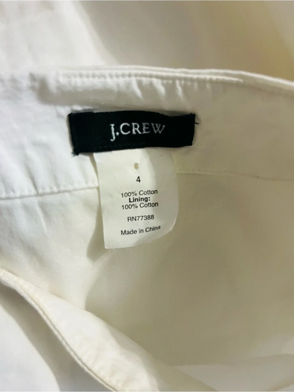 J.Crew 100% Cotton White Dress Tunic Sz 4